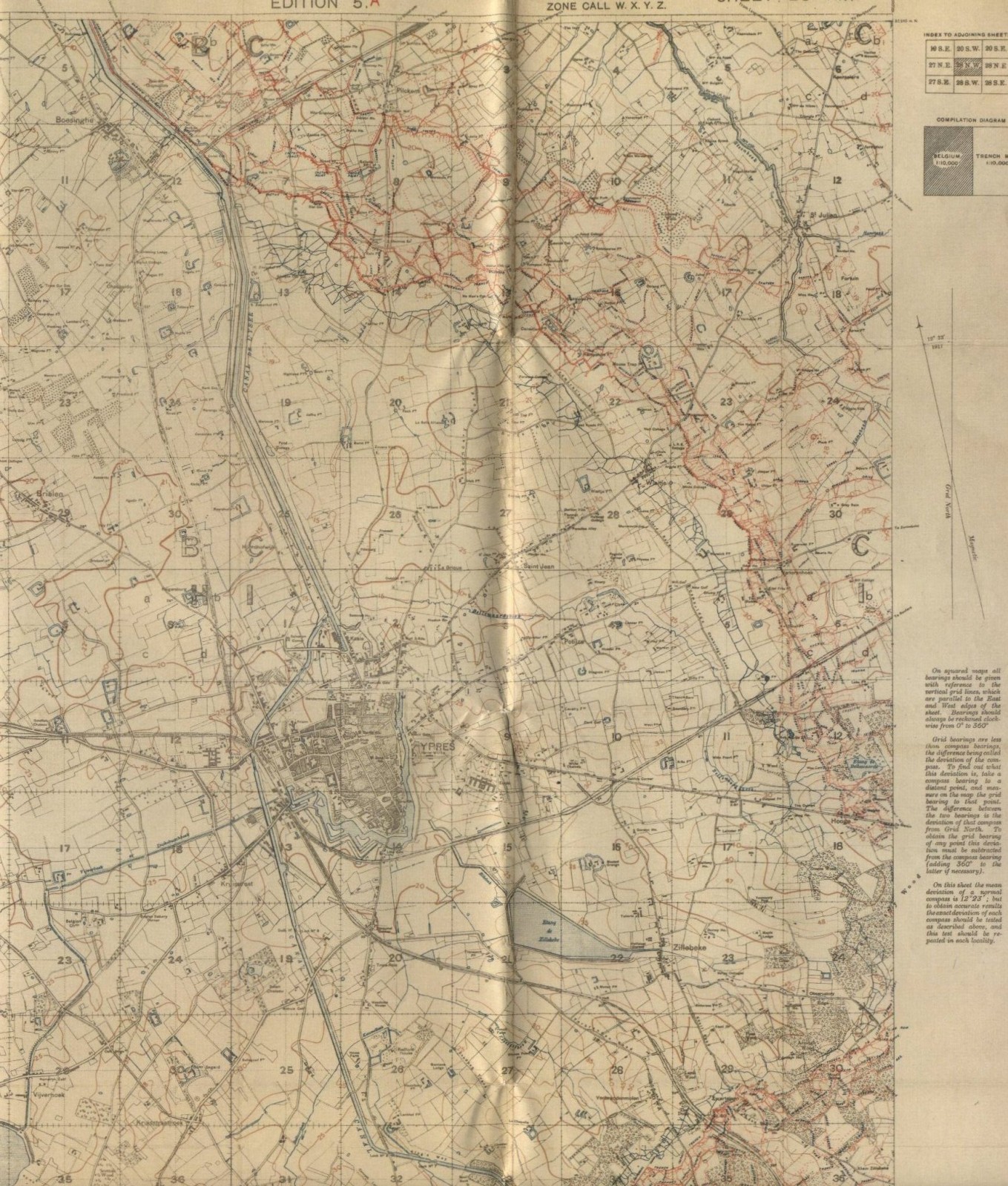 Trench map, Ypres, 1917