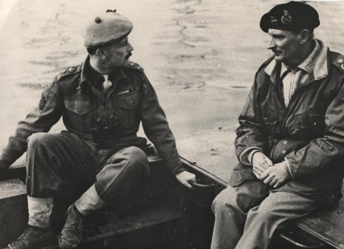 Field Marshall Montgomery with Lt Col James Oliver, Black Watch, Crossing the Rhine, 1945