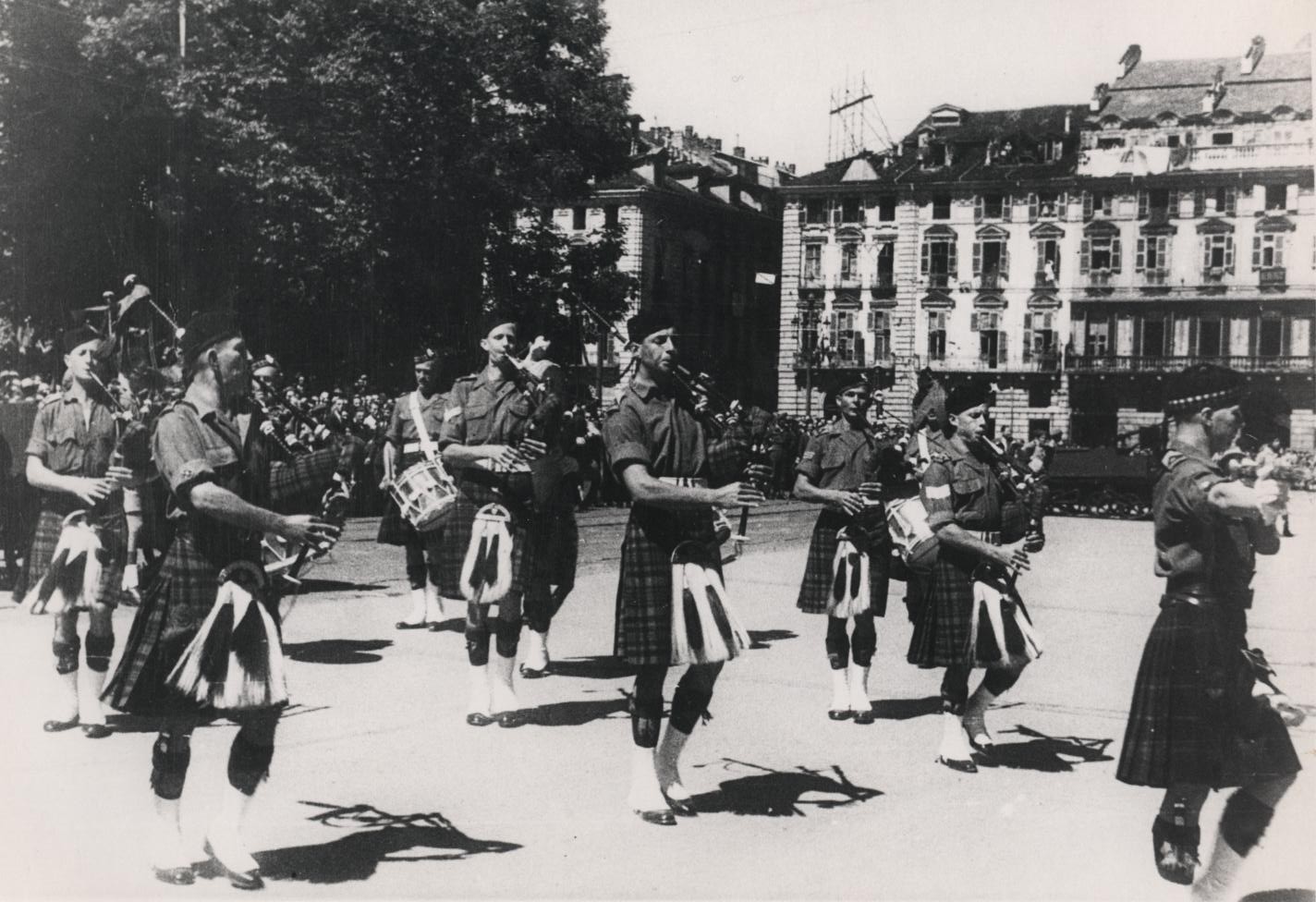 Pipe Band Transvaal Scottish, Turin, Italy, June 1945