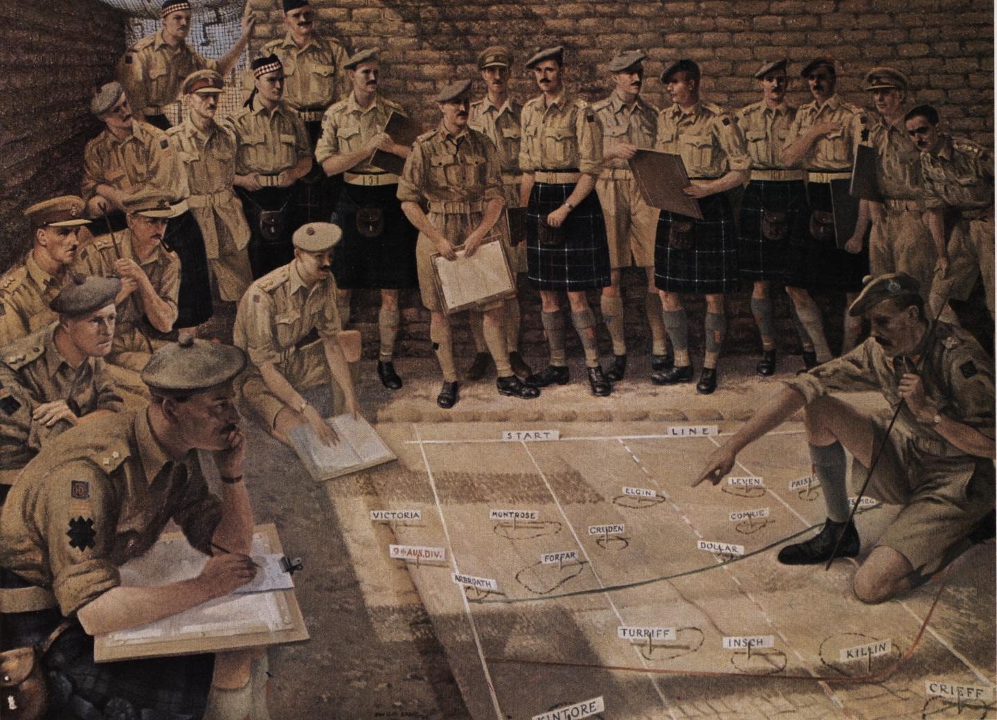Commanders and Senior Staff Officers of the 51st Highland Division plan the battle of El Alamein, October 1942